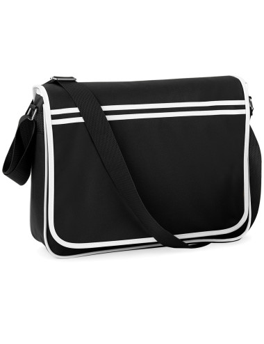 Bagbase BG710 - Retro Messenger Bag Adjustable Shoulder Strap Size:40x10x30cm. 12 litres Colors:Noir/Blanc 